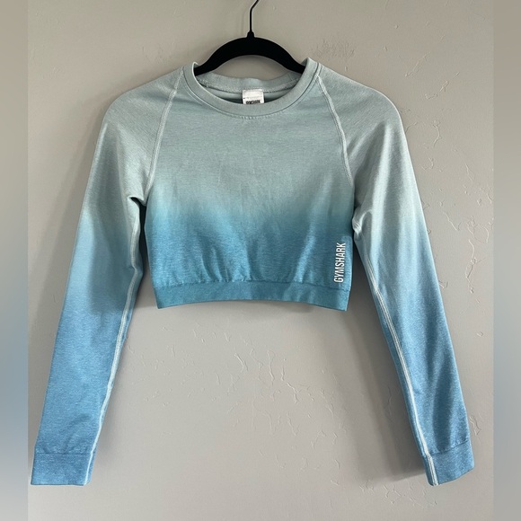 Gymshark Tops - Gymshark Sky Blue Ombre Long Sleeve Crop